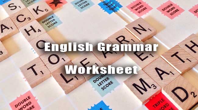 English Grammar Worksheet for Class 1
